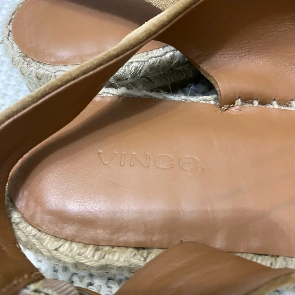 Women's Vince Linton Leather Espadrille Flat Sandals Size 9